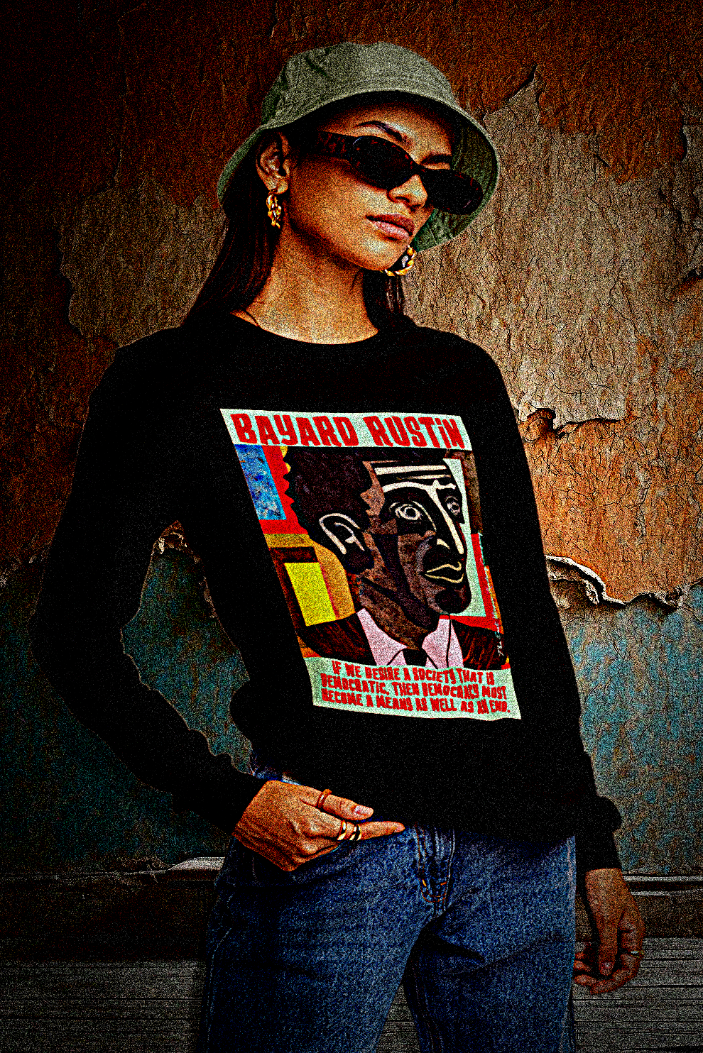Bayard Rustin  | A Democratic Society | Long Sleeve Jersey