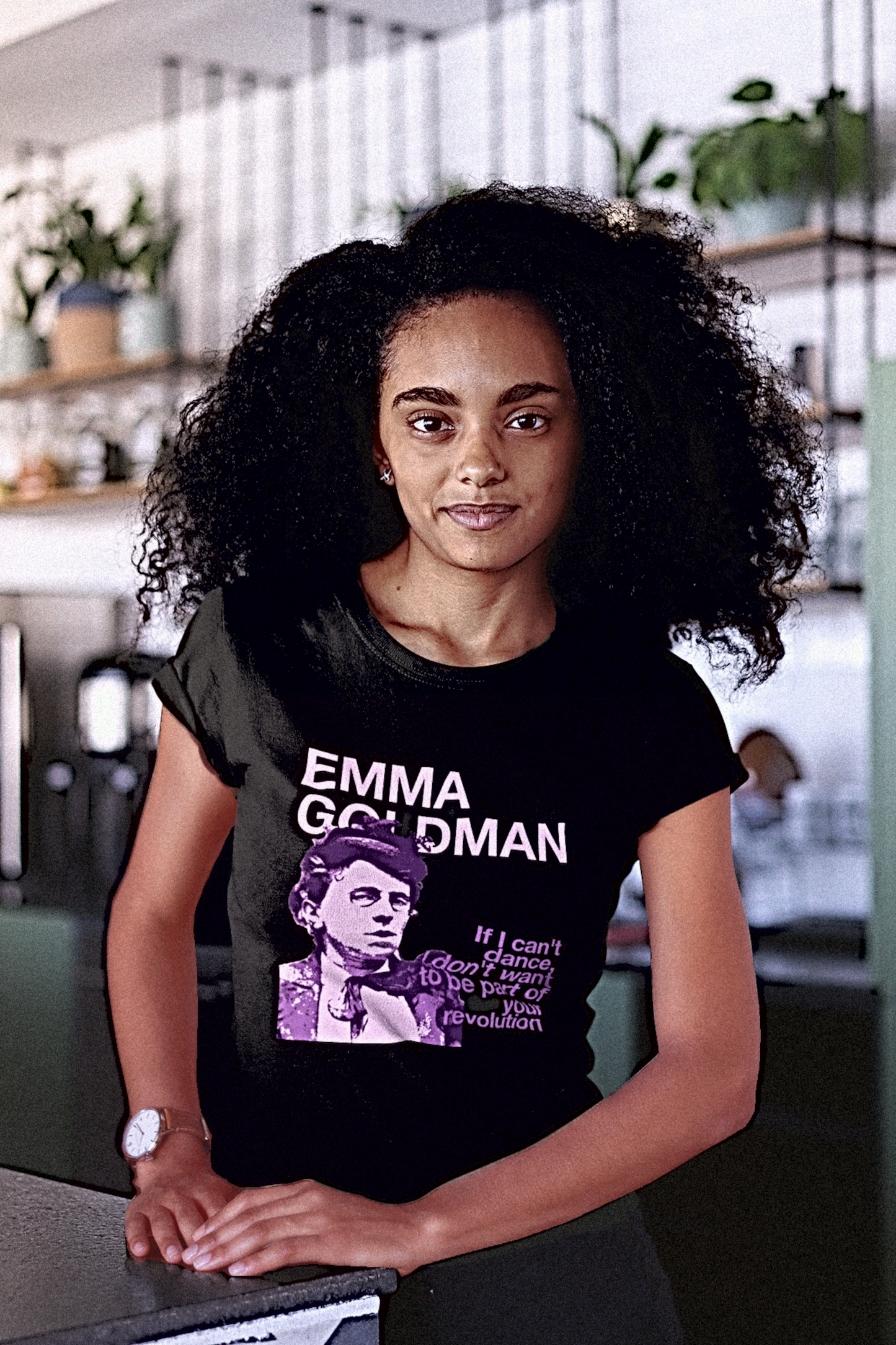Emma Goldman — If I Can't Dance — Mauve Stencil  — Relaxed Fit Women's Tee