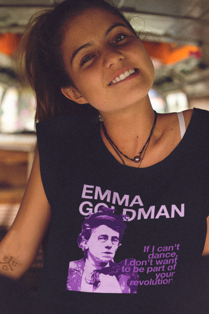 Emma Goldman — If I Can't Dance — Mauve Stencil  — Relaxed Fit Women's Tee