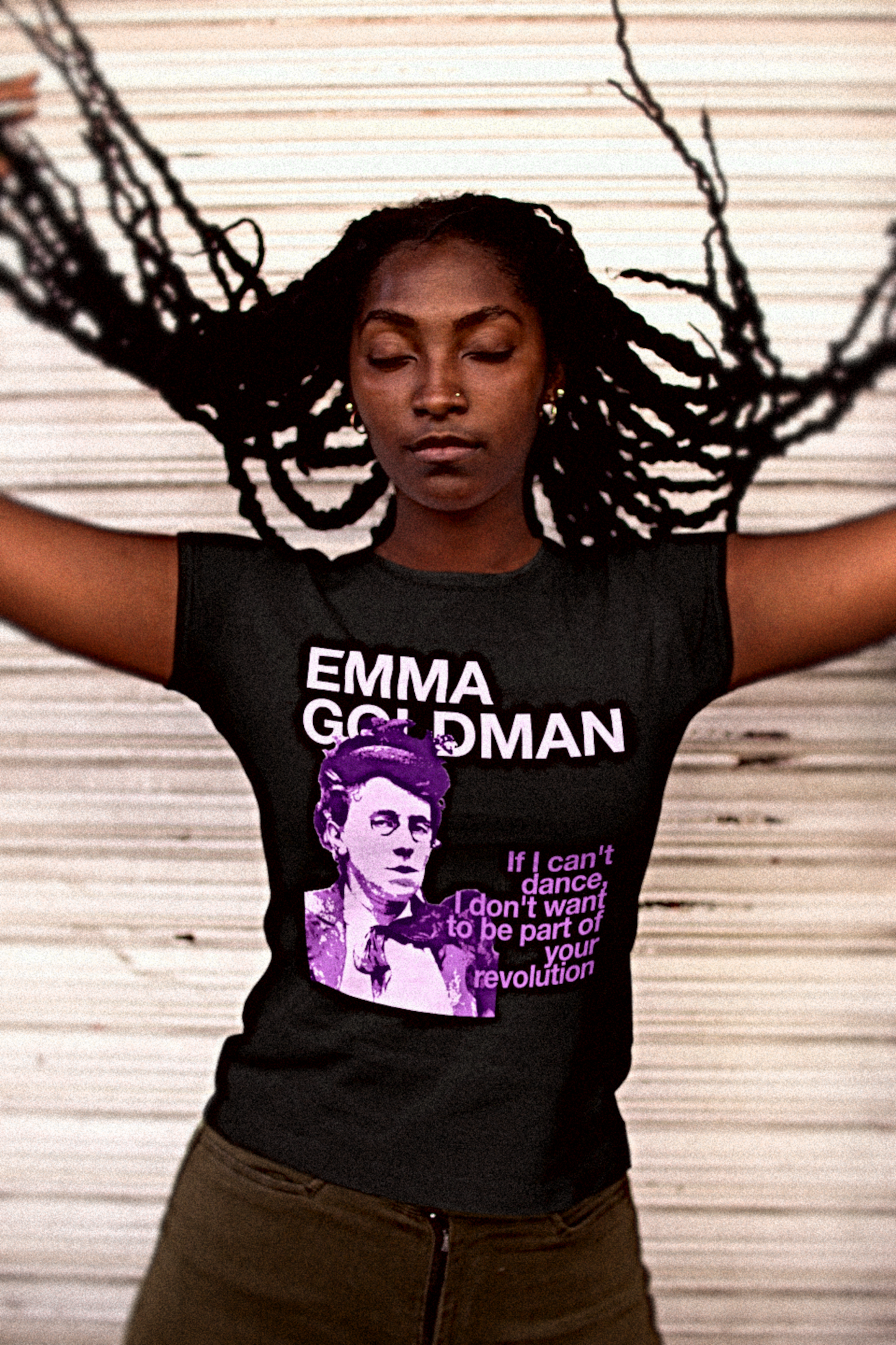 Emma Goldman — If I Can't Dance — Mauve Stencil  — Relaxed Fit Women's Tee