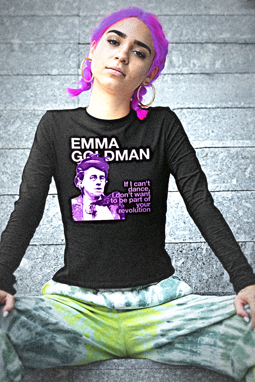 Emma Goldman — If I Can't Dance  — Mauve Stencil  — Long Sleeve Jersey