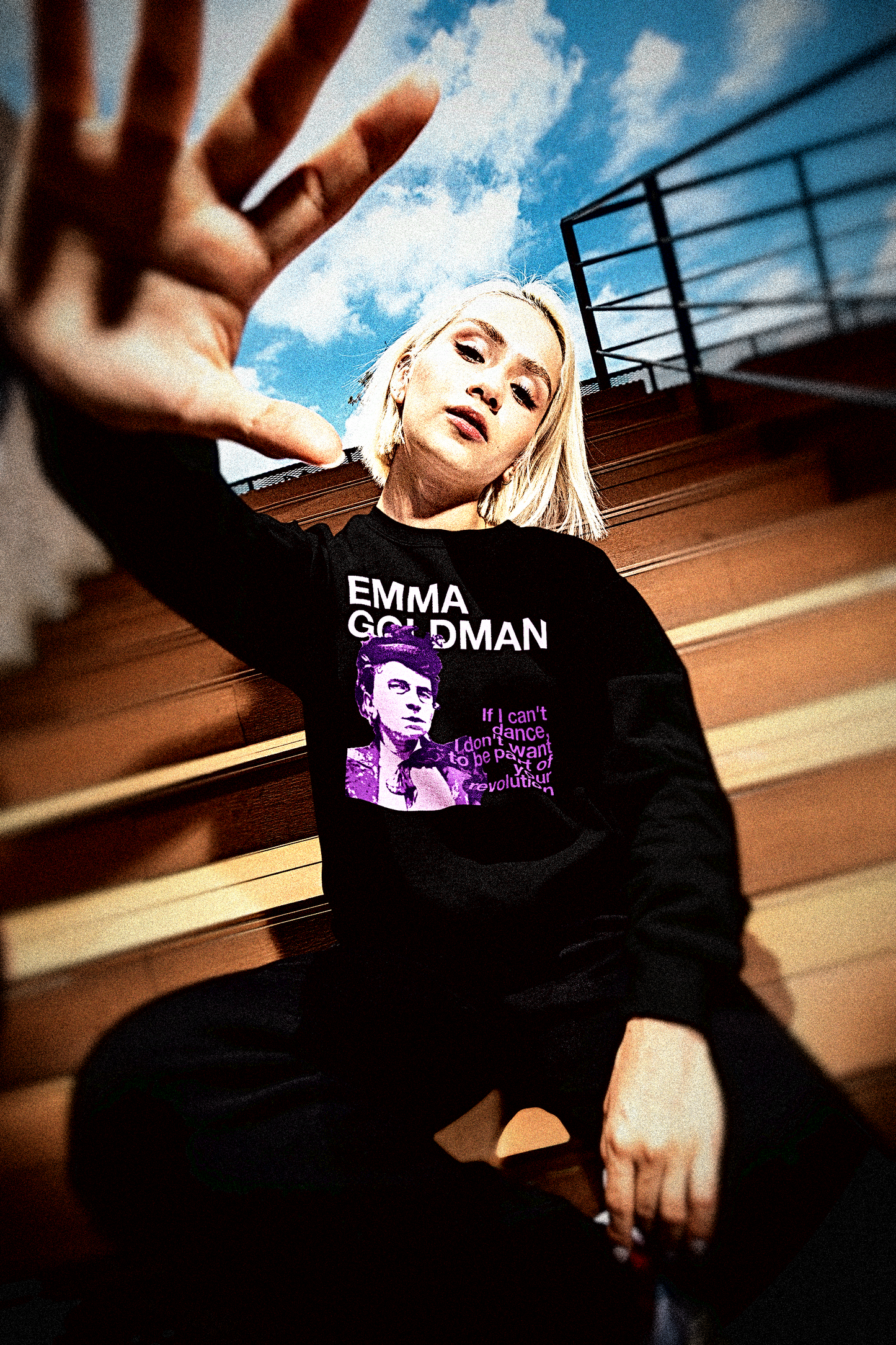 Emma Goldman — If I Can't Dance  — Mauve Stencil  — Long Sleeve Jersey