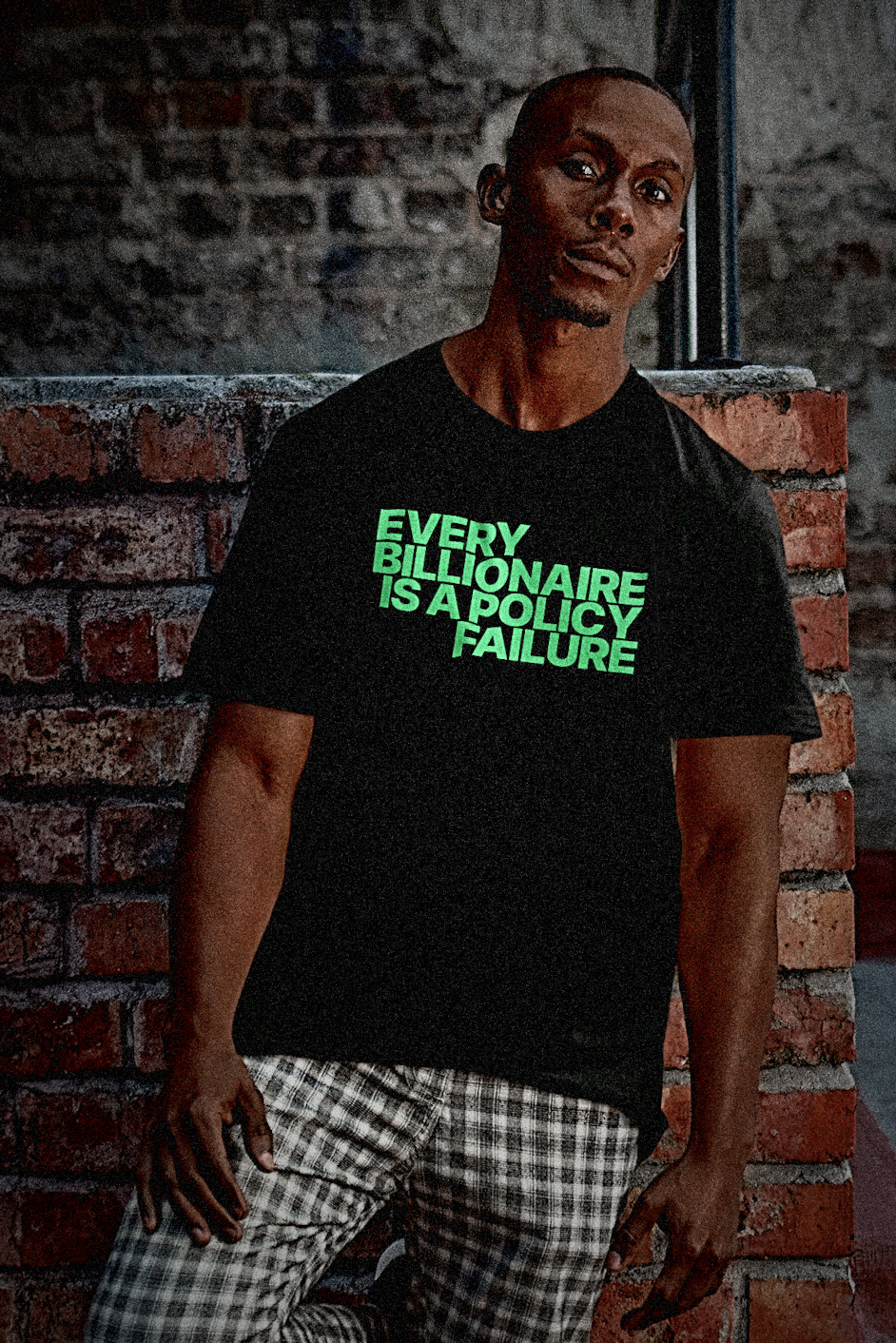 Every Billionaire Is A Policy Failure | Basic T-Shirt | Red, Green, or White Text