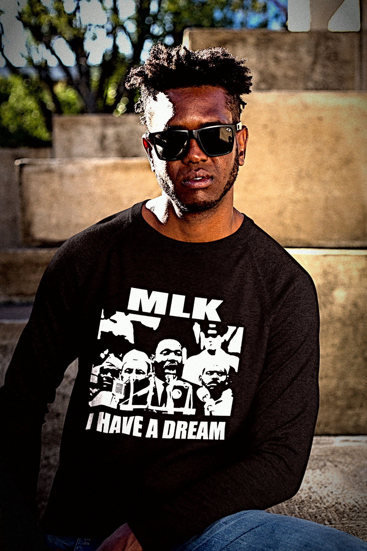 MLK | I Have a Dream | B&W Stencil | Long Sleeve Jersey