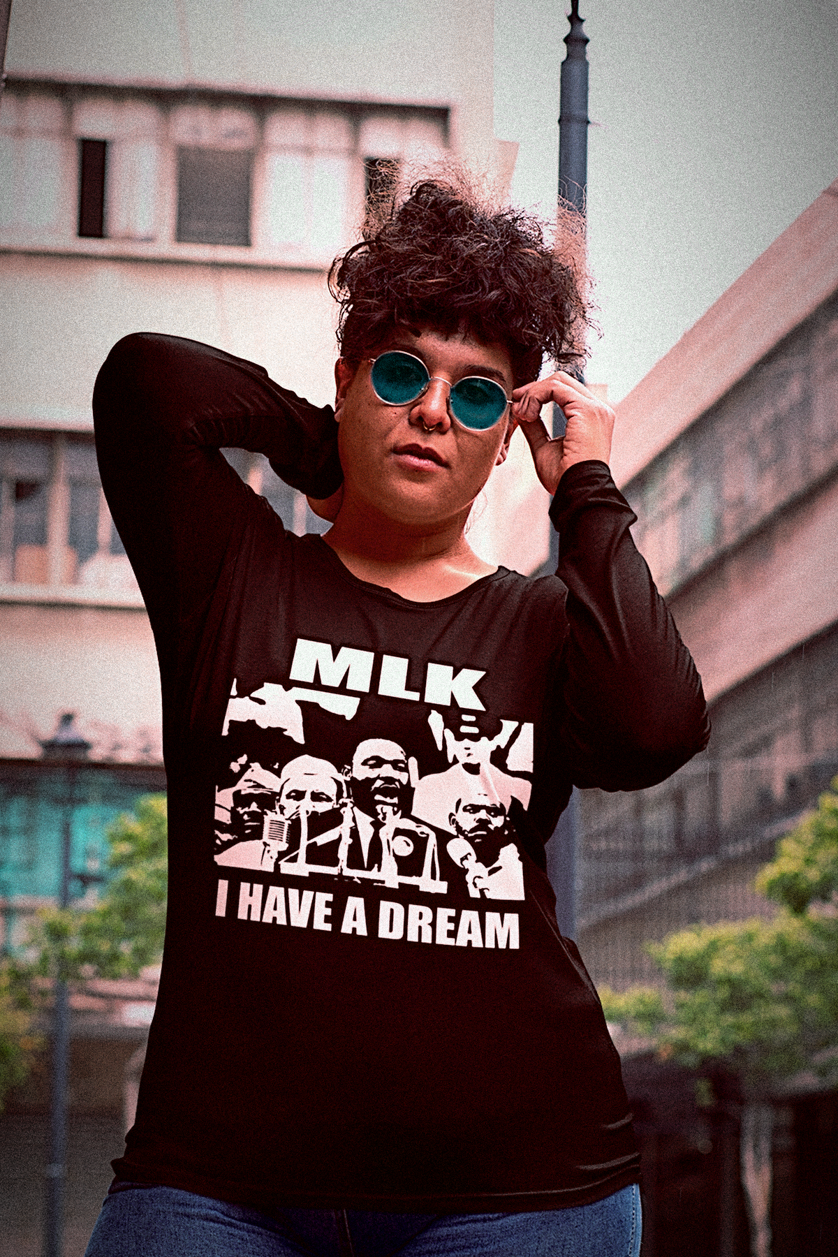 MLK | I Have a Dream | B&W Stencil | Long Sleeve Jersey