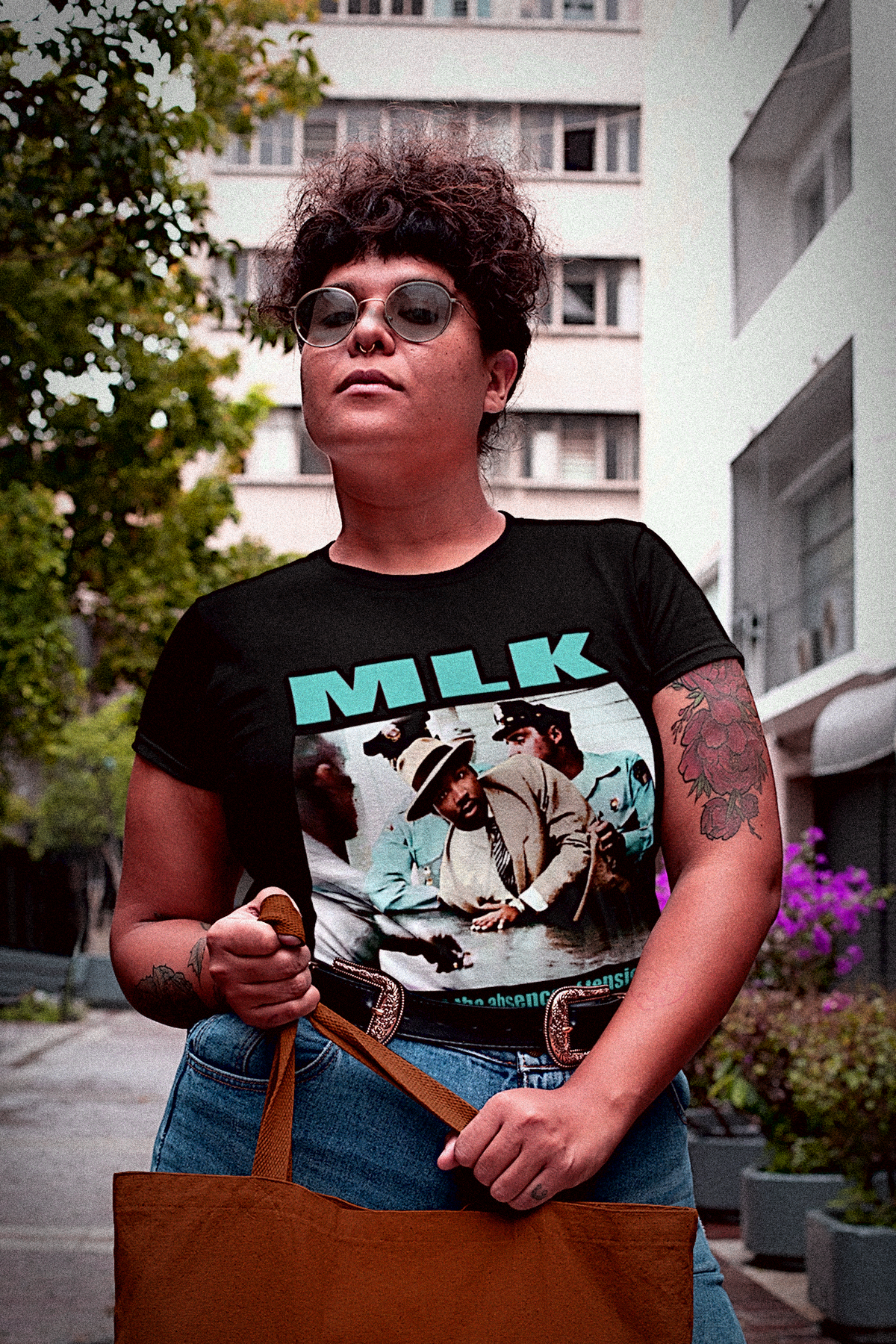 MLK Montgomery Arrest | Peace is not the absence of tension | blue | Relaxed Fit Women's Tee