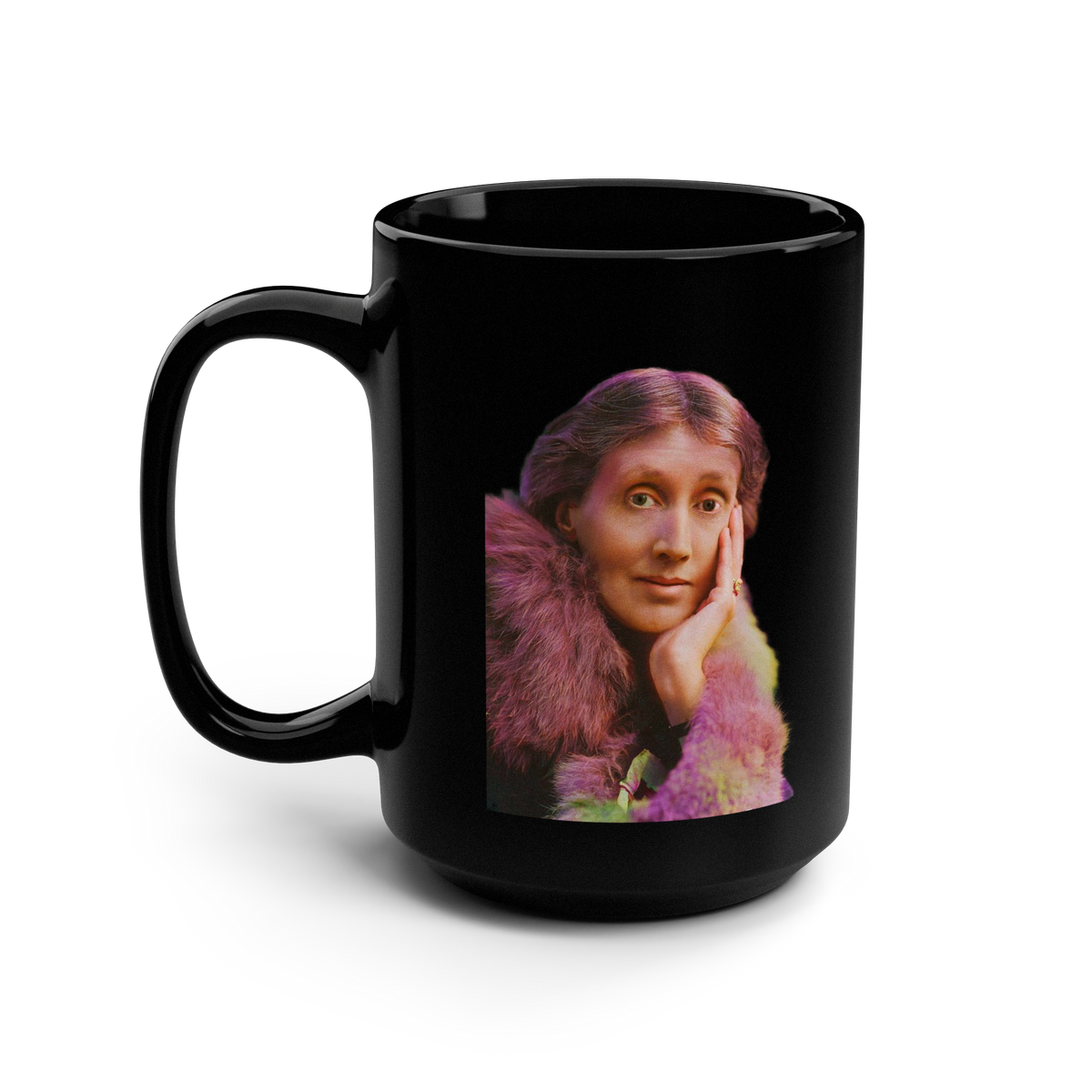 Virginia Woolf mug with colorized portrait